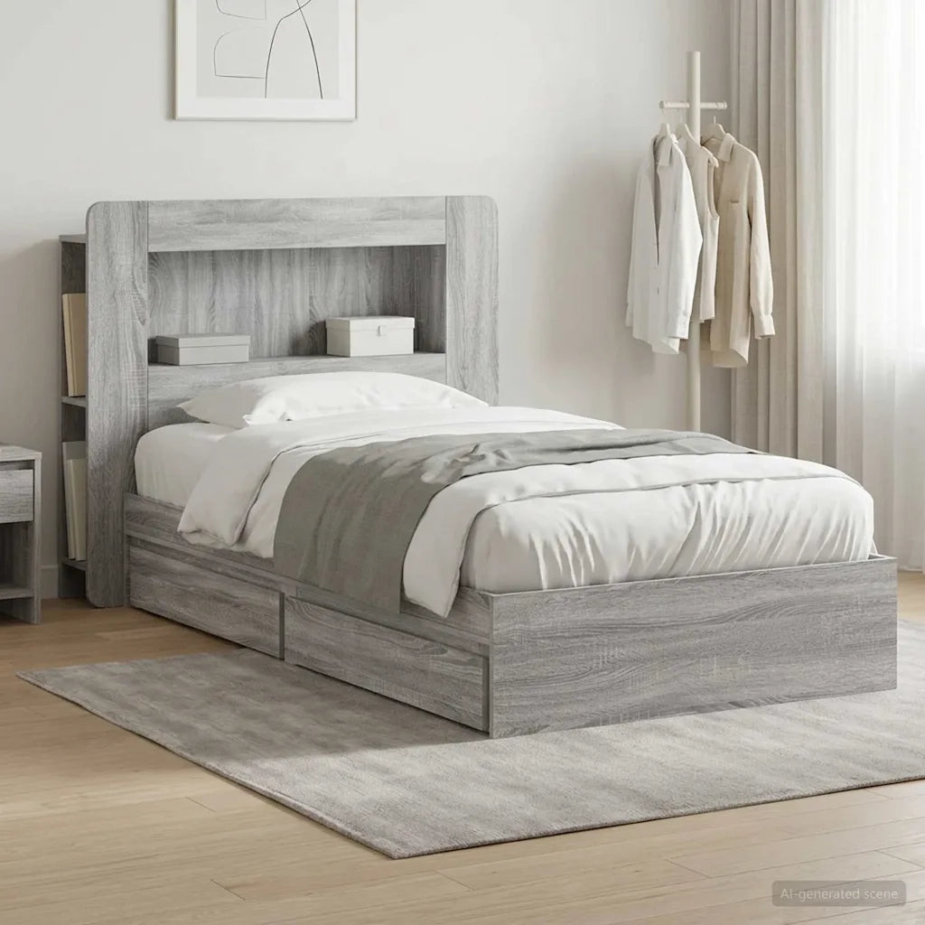 Telaio del letto con storage Sonoma grigio 90 x 200 cm 3433638