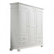 Armadio 3 porte 4 cassetti legno shabby bianco 184x60x223 (2206) - Mobili 2G