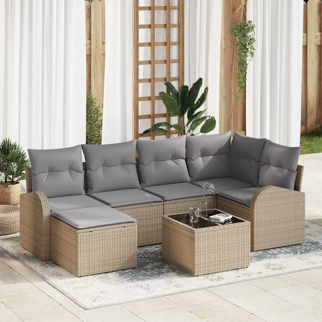 Set Divano da Giardino 7 pcs Beige polyrattan 3346120