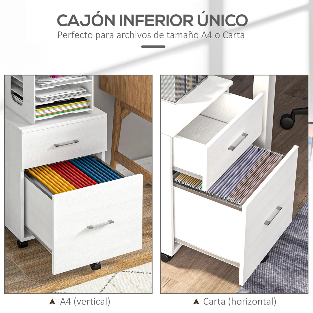 Scrivania con cassetti e ruote ¨C Minimal ¨C 39.5x39x58.5 cm bianco