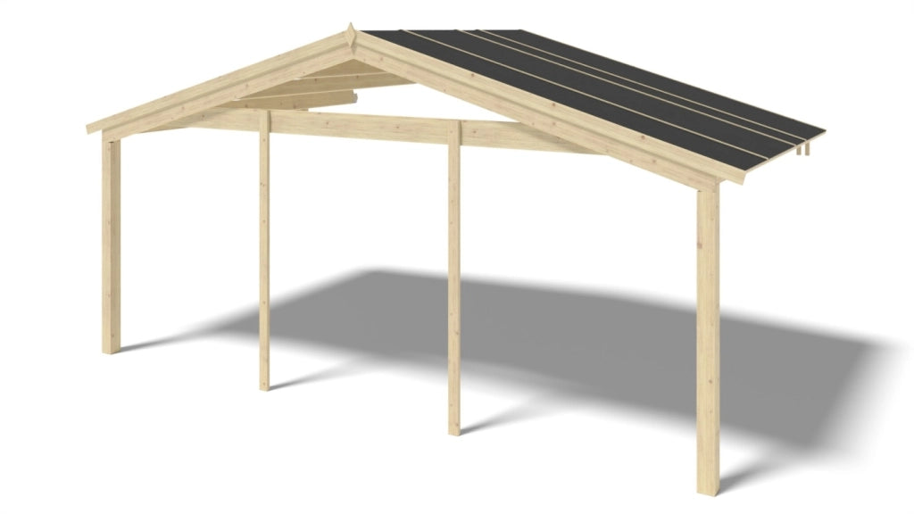 Tettoia di terazzo in legno - 6x3m - colore naturale - DOM556 - ALTANKA