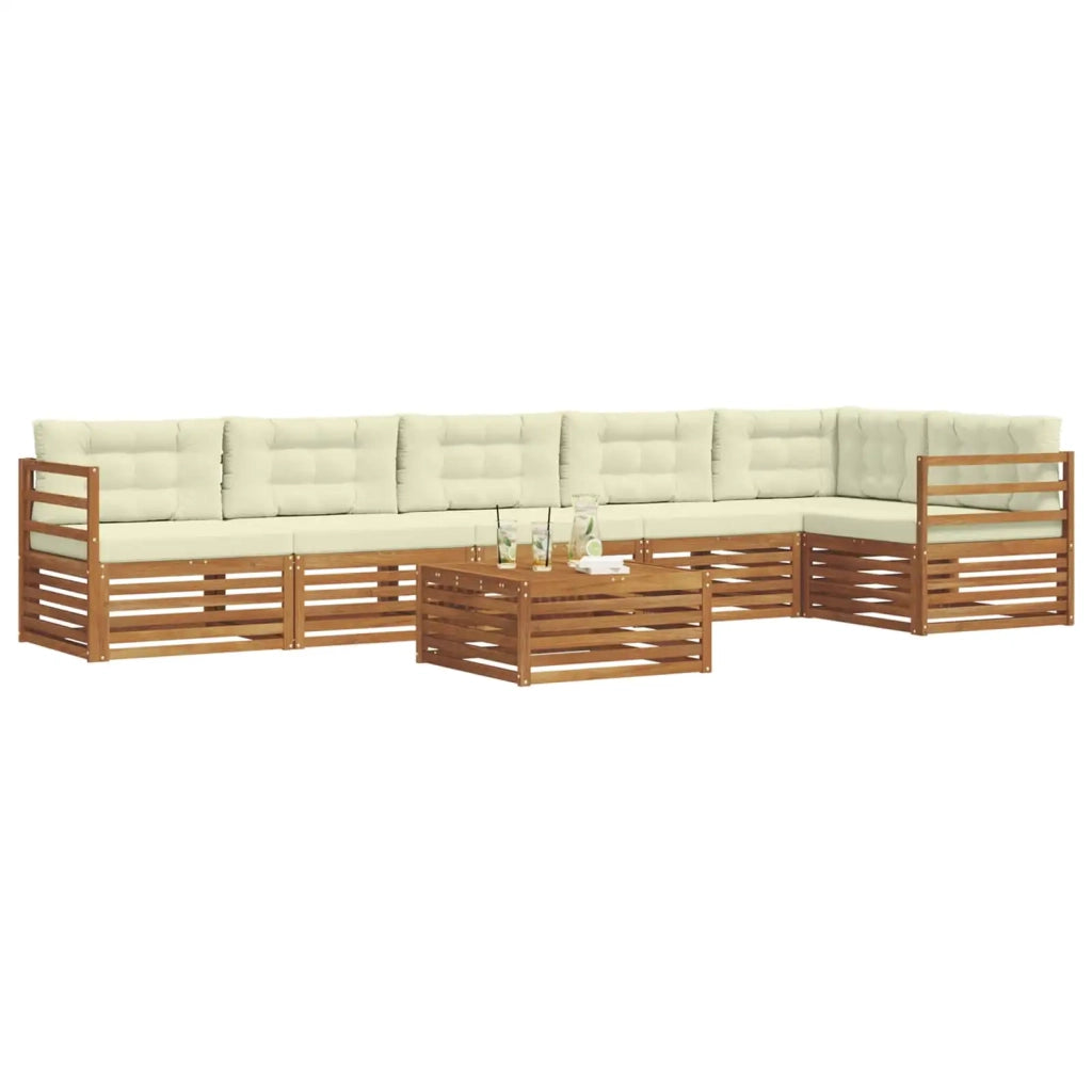 Set di divani da esterno con cuscino 7 pcs Naturale e Crema 3373560