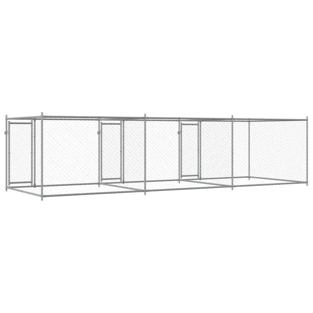 Gabbia per Cani con Porte Grigia 6x2x1,5 m in Acciaio Zincato CFW3399229