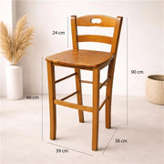 SET 4PZ SGABELLI SNACK CON SEDUTA COMPATTA IN MATERIALE MASSELLO COLORE NOCE  39X38X90CM STILE CLASSICO