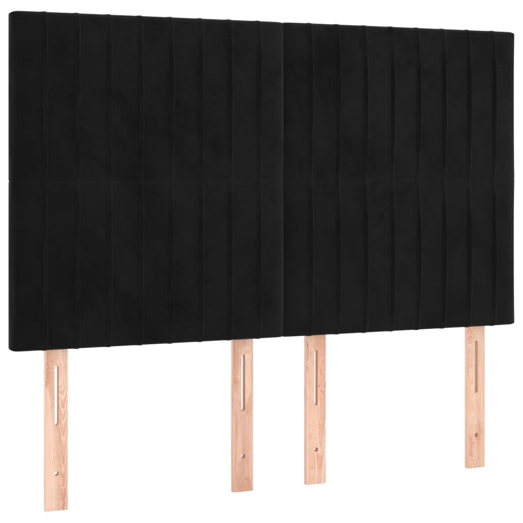 Testiera Nera 144x5x118/128 cm Velluto