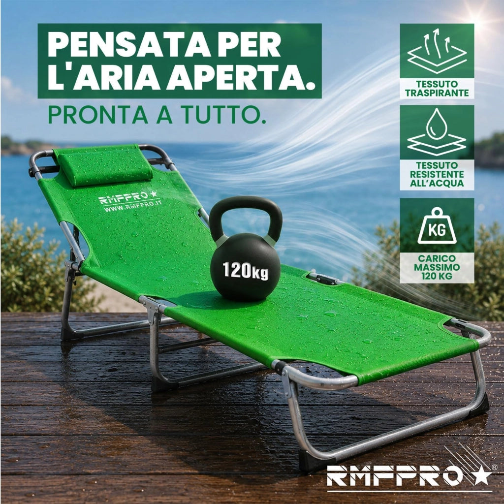 RMF PRO SET 2 LETTINI PIEGHEVOLE CON PARASOLE VERDE
