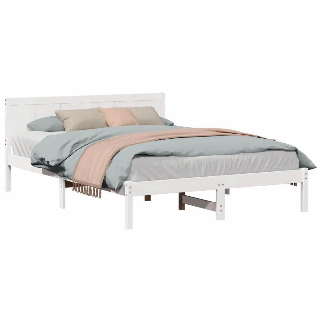 Letto matrimoniale | Letto per adulti | Struttura del letto Bianco 160 x 200 cm Legno massello di pino