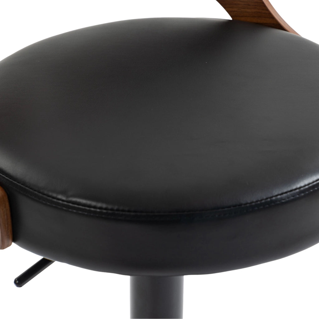 Set di 2 sgabelli da bar girevoli 360° con schienale, altezza regolabile, seduta in PU nero, struttura in metallo