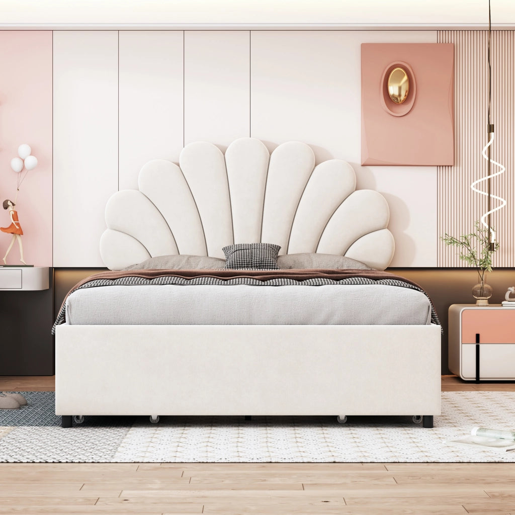 letto imbottito velluto beige 140 x 200 cm