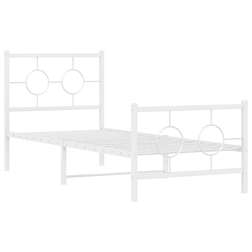 Giroletto con Testiera e Pediera Metallo Bianco 80x200 cm 376284