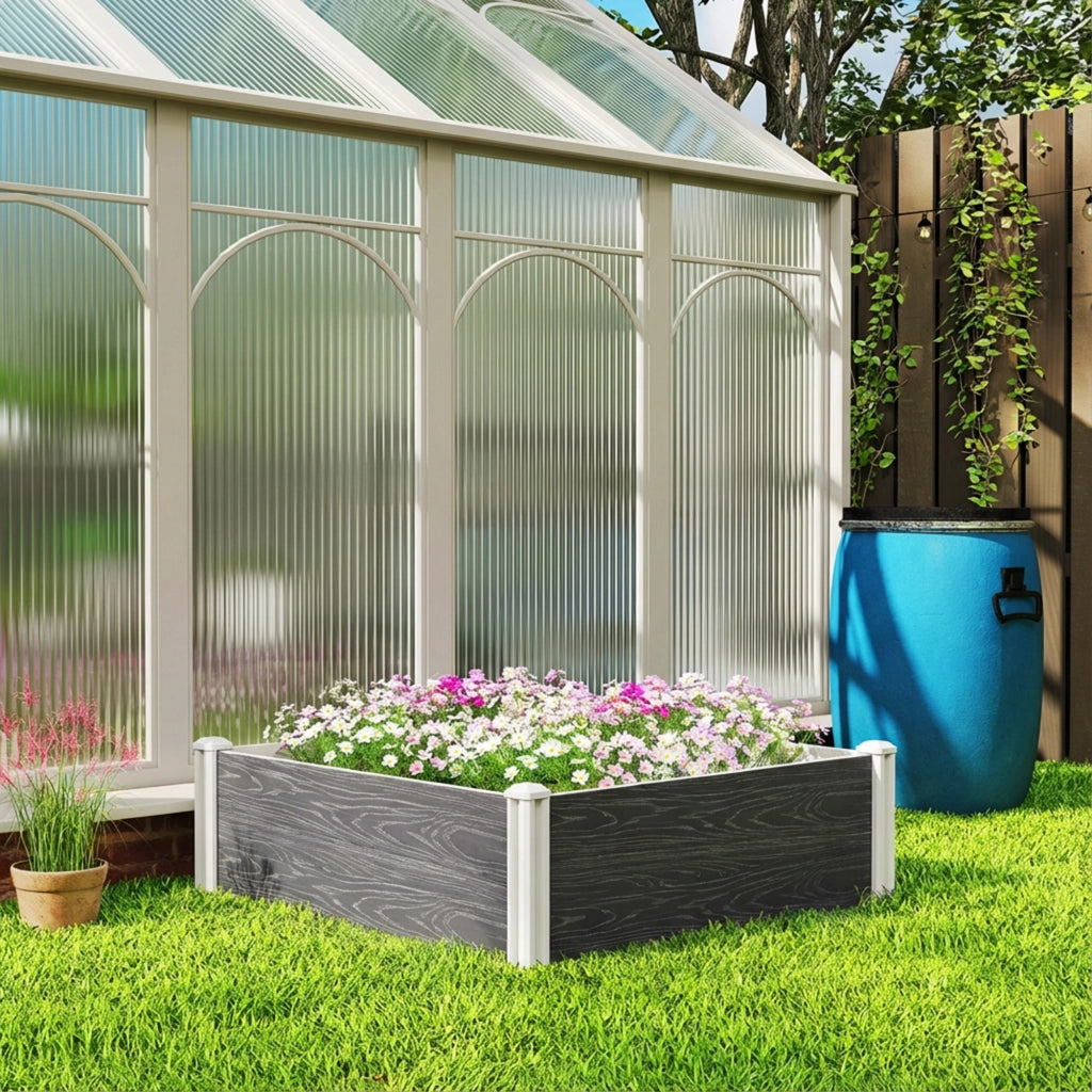 Letto da Giardino in Vinile con Fondo Aperto e Design a Incastro, 102x102x33 cm, Grigio Scuro