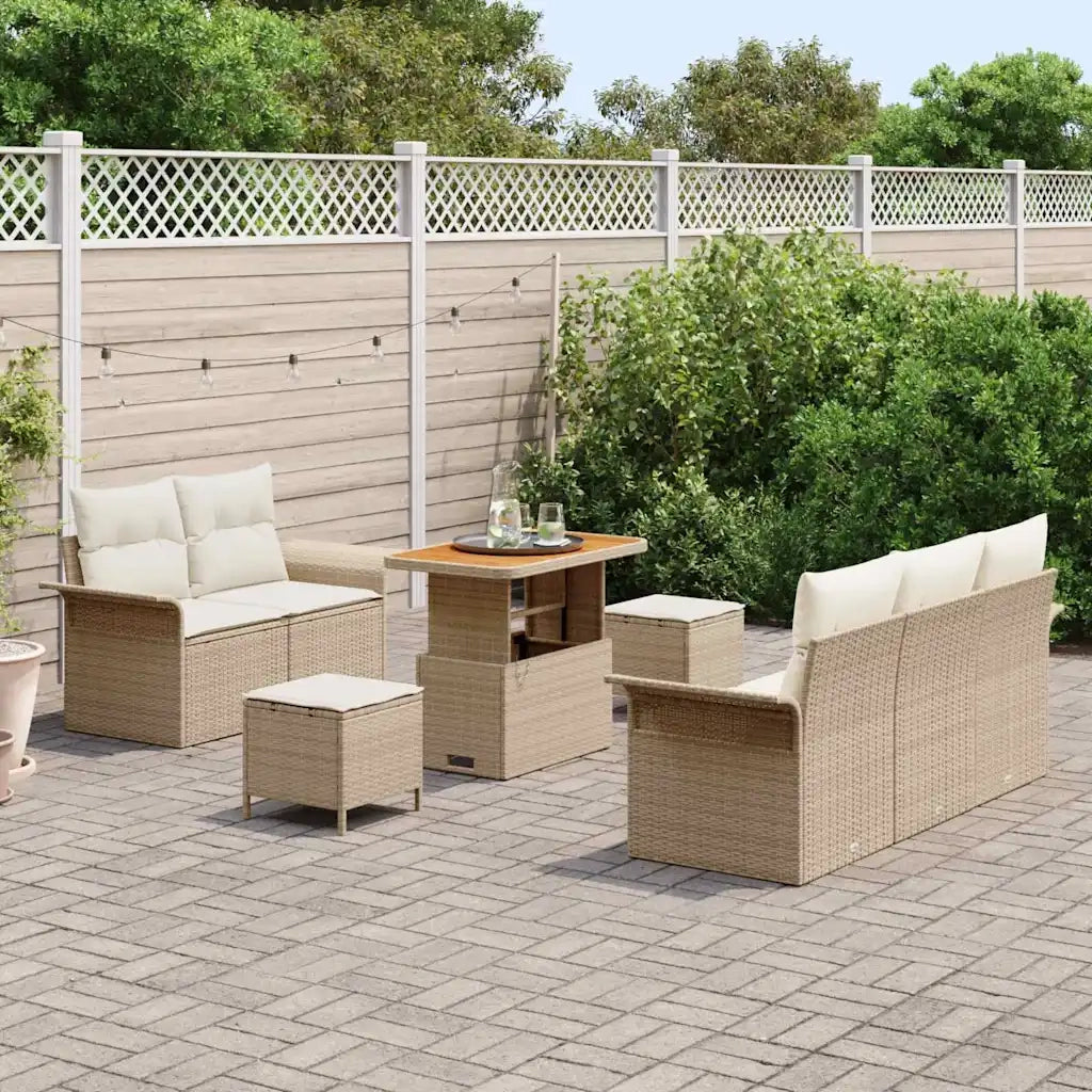 Set Divano da Giardino con cuscino 8 pcs Beige e Crema 3364031