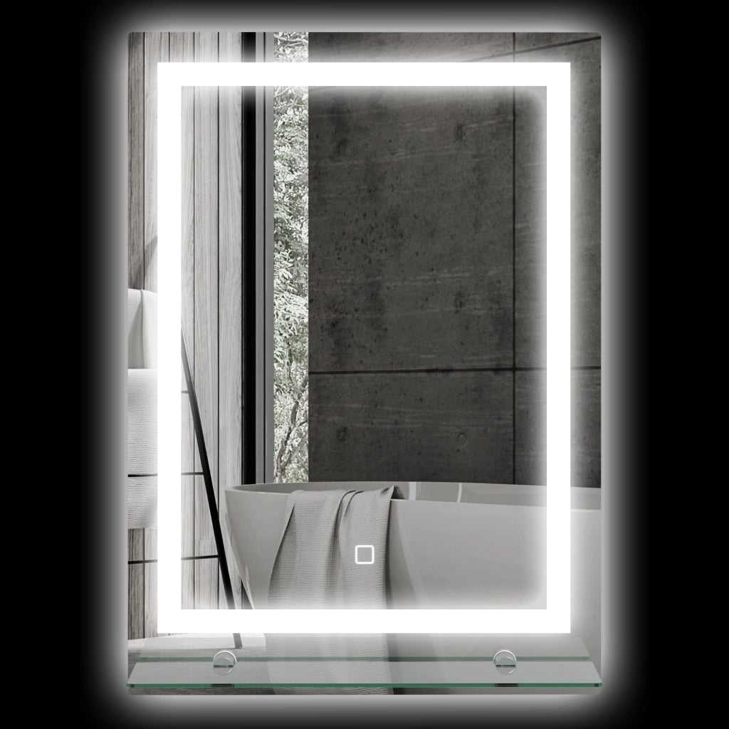 Specchio LED da bagno con mensola integrata ¨C Xylo ¨C 3 colori luce regolabile touch