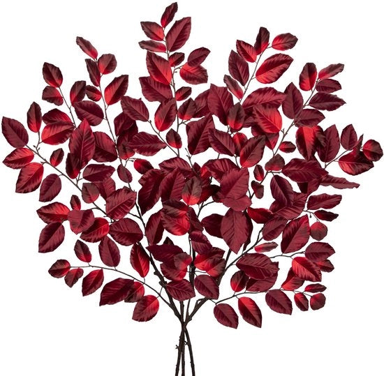 3 pezzi di stecchi di plastica 90CM - stecchi foglie autunnali di plastica pianta rossa per tavolo, vaso, camera, salotto, decorazione ufficio