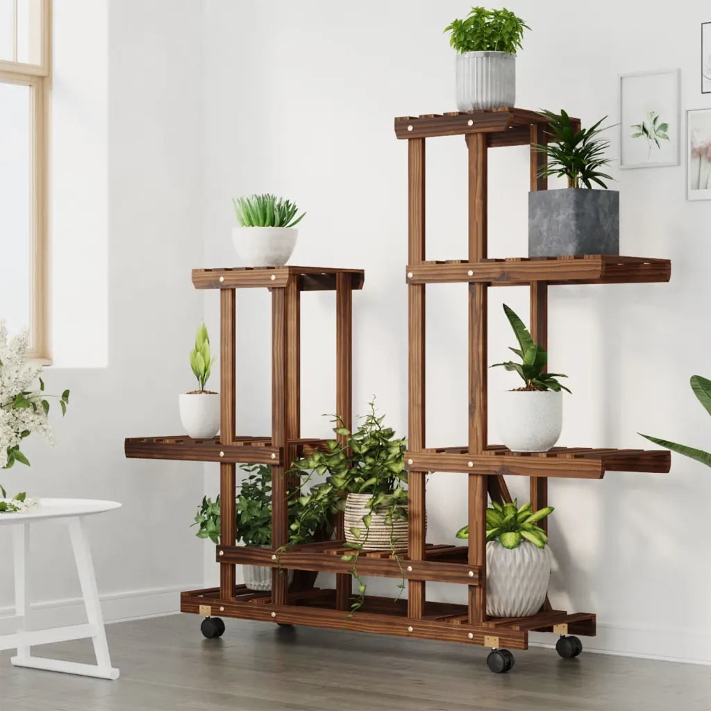 Portafiori | Sostegno per piante con Ruote 95x25x101 cm in Legno Massello di Abete
