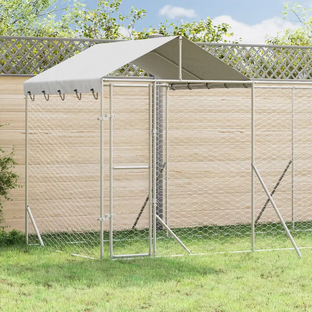 Cuccia Cani da Esterno Tetto Argento 10x2x2,5 m Acciaio Zincato 3190468