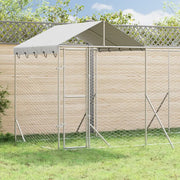Cuccia Cani da Esterno Tetto Argento 10x2x2,5 m Acciaio Zincato 3190468