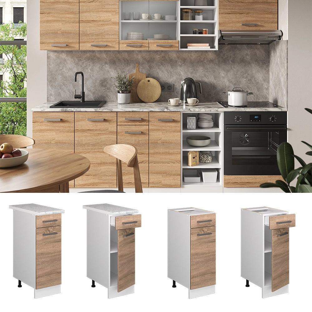 Mobiletto base per cucina R-Line Sonoma/Bianco 30 cm, PL Rovere Vicco