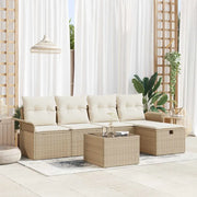 Set Divano da Giardino con cuscino 6 pcs Beige Poly Rattan 3360202