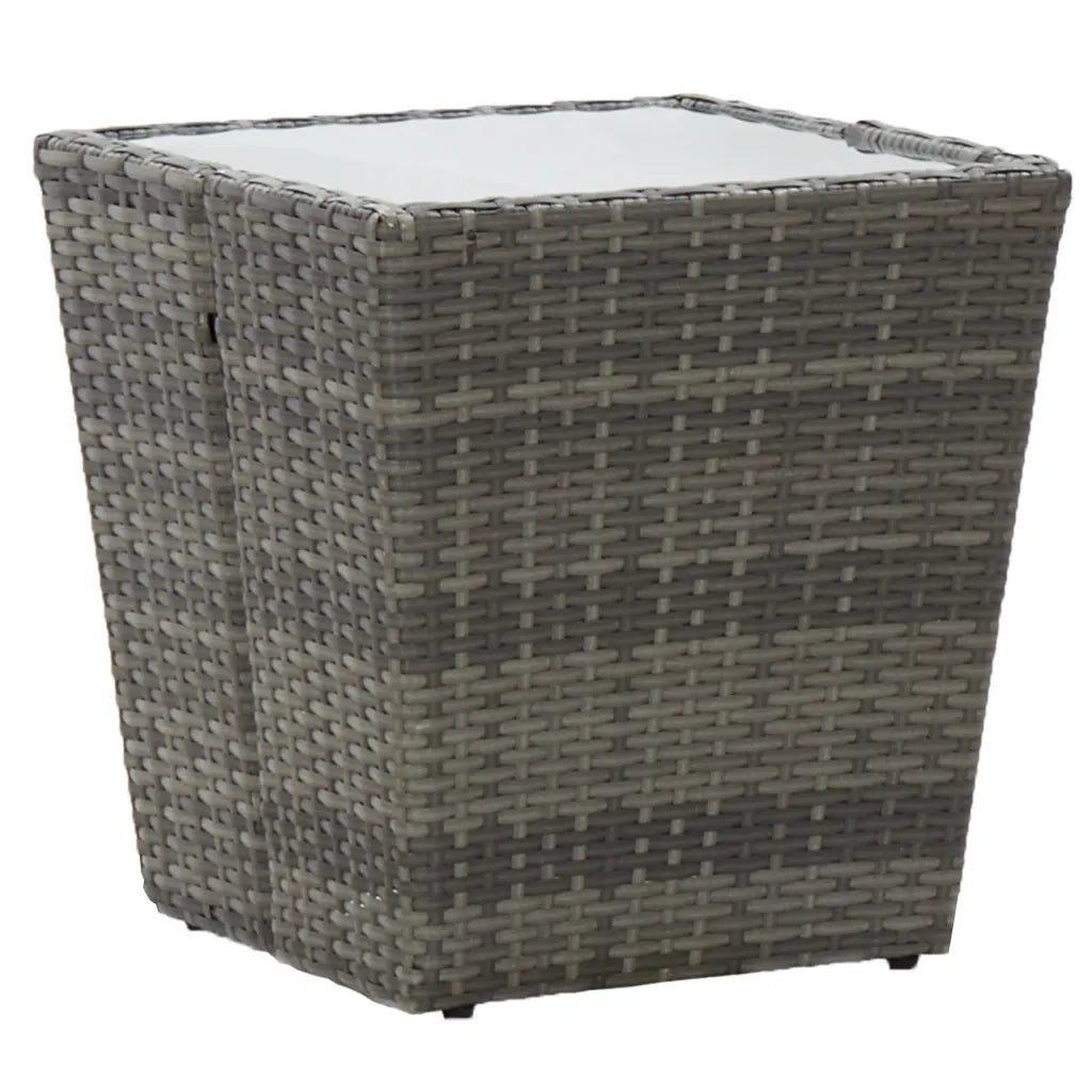 Set Bistrot Giardino 3 pz Polyrattan e Vetro Temperato Grigio 3058365