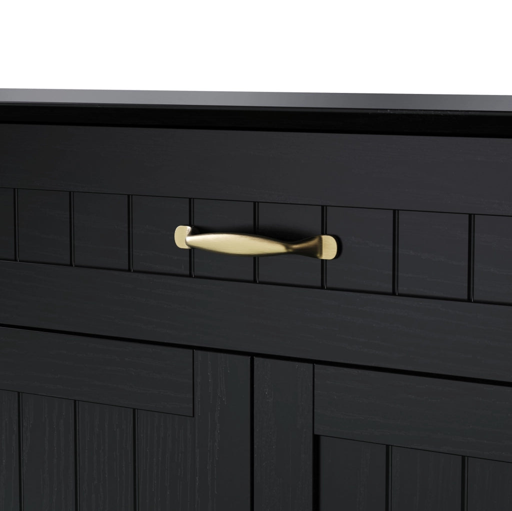 Credenza moderna in MDF nero con 3 ante; 1 cassetto e ripiani regolabili