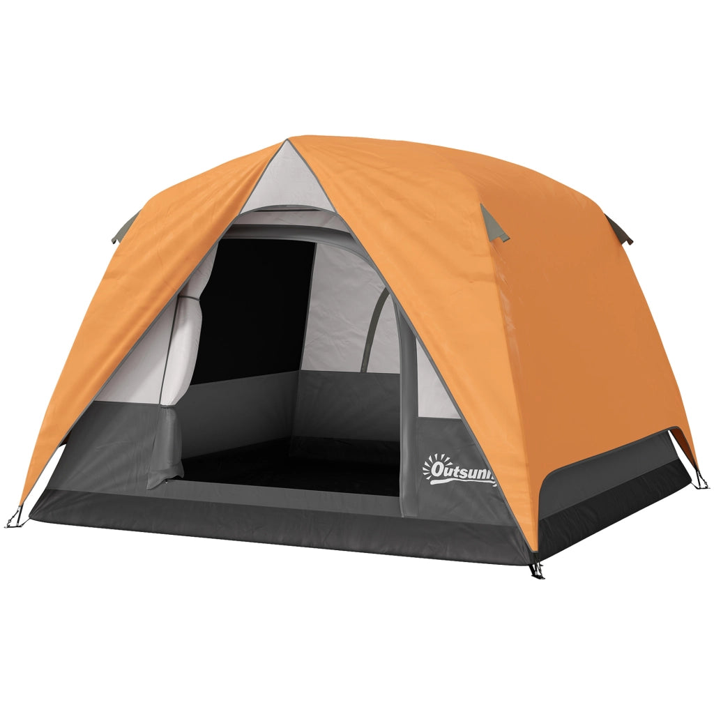 Tenda da Campeggio-Tenda per Escursionismo  per 3 Persone Impermeabile con Tasca, Gancio per Lanterna e Borsa, 2x2x1.35m, Arancione