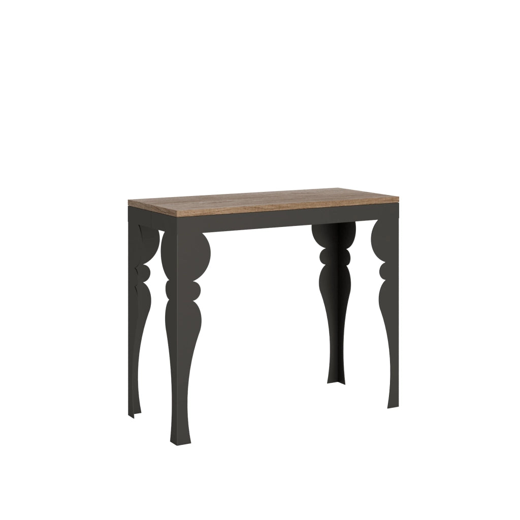 Consolle allungabile 90x40/196 cm Paxor Small Evolution Quercia Natura telaio Antracite