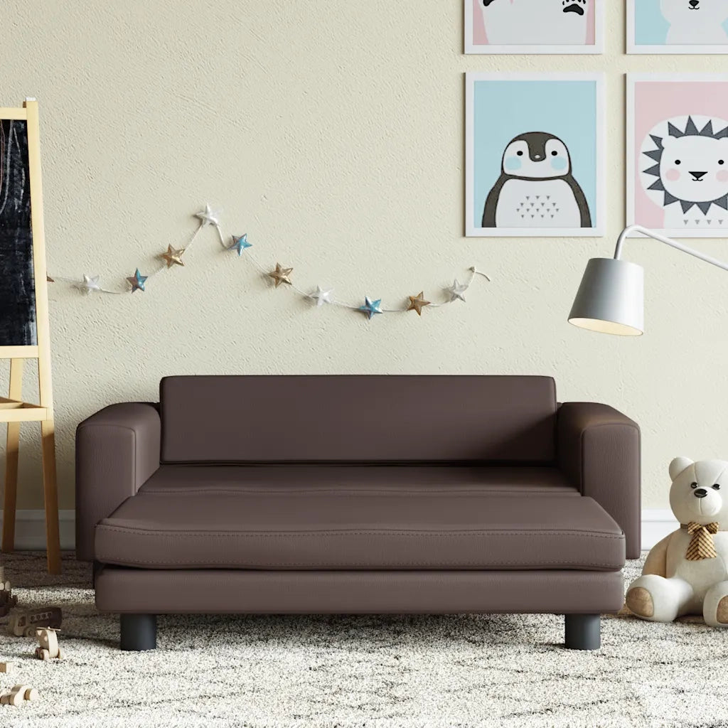 Divano | Divano da soggiorno | Sofa Bambini con Poggiapiedi Marrone 100x50x30 cm Similpelle
