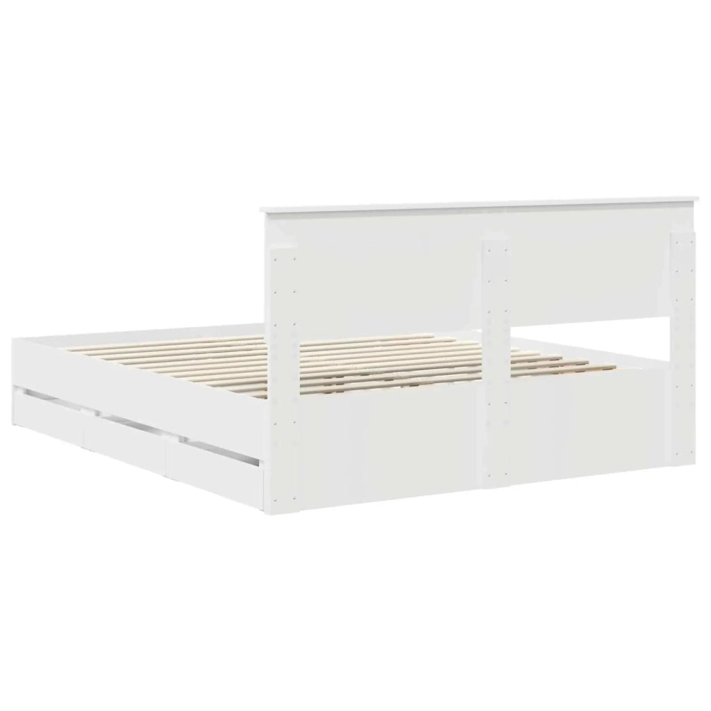 Struttura del letto-Giroletto-Rete del Letto Bianco 160 x 200 cm Legno Ingegnerizzato 224682