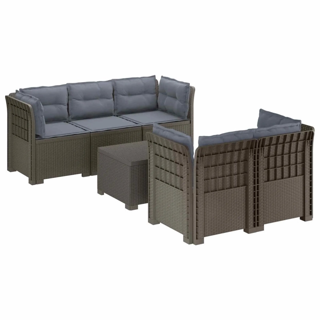 Divano da Giardino 5 Posti con Cuscini Stile Rattan PP 3443921