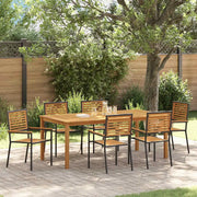 Set da Pranzo per Giardino 7 pcs Nero Legno di Acacia Massello