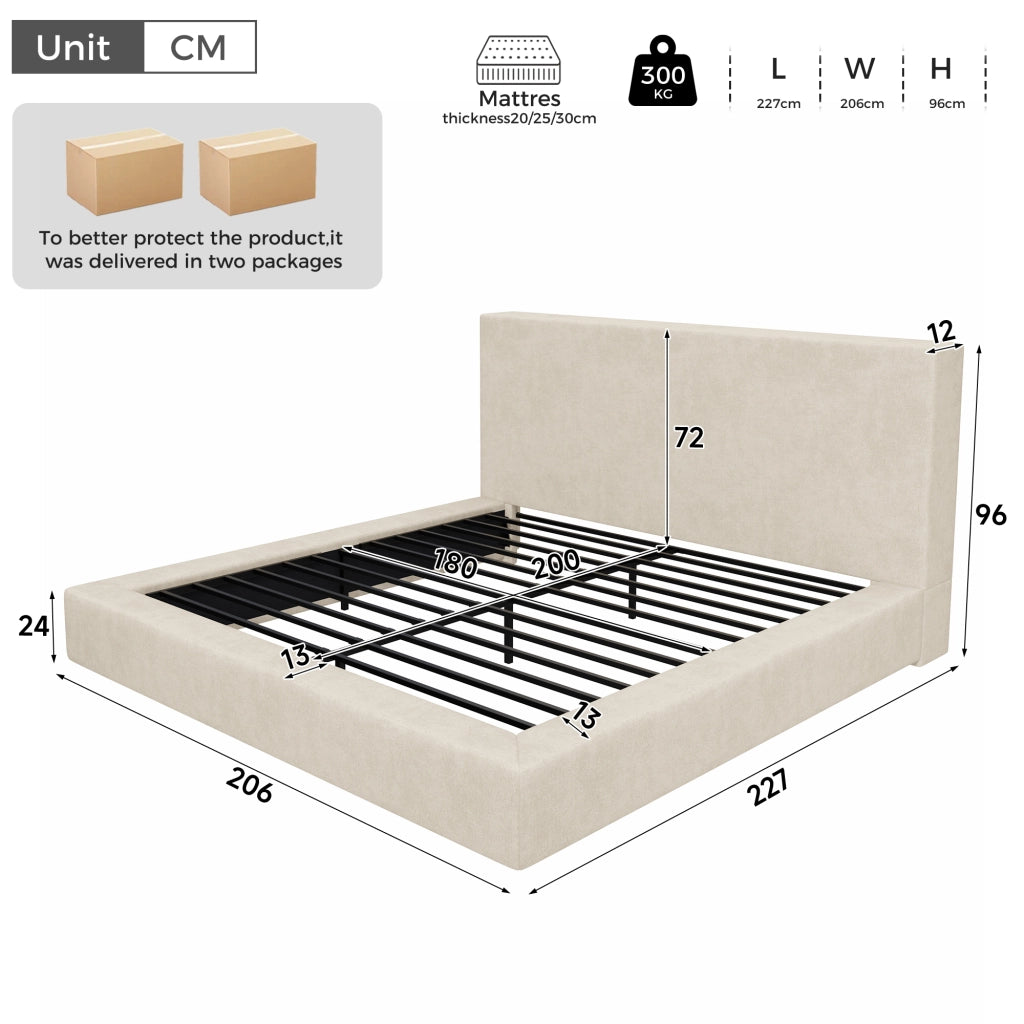 letto imbottito chenille beige 180 x 200 cm