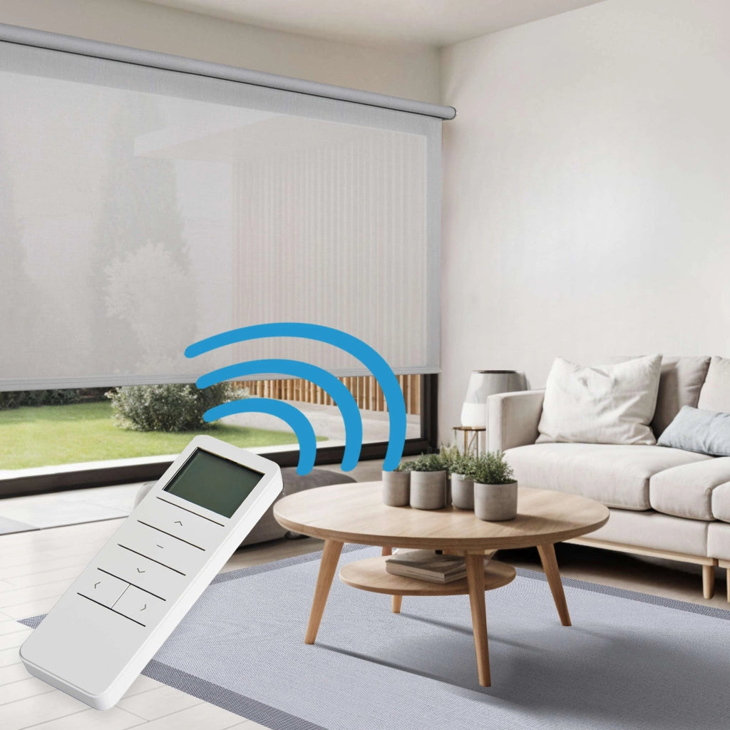 Tende a Rullo Motorizzate Screen Premium con finiture in alluminio Tessuto Tecnico con Motore e Telecomando  Grigia 160x180 cm