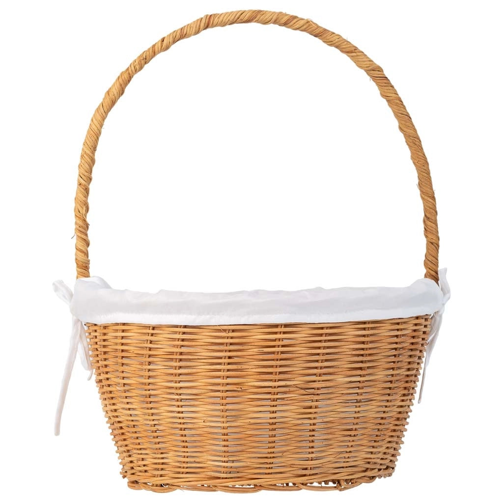 Cesto tondo in midollo con fodera marrone 28x28x15-33h