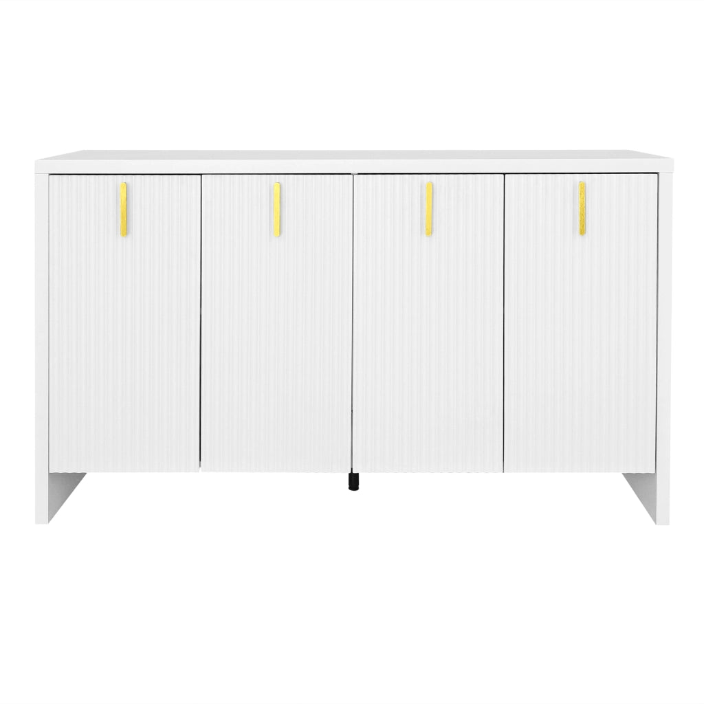 Credenza Moderna ¨C Xylo ¨C Bianco, Maniglie Dorate, Ante con Divisori Regolabili