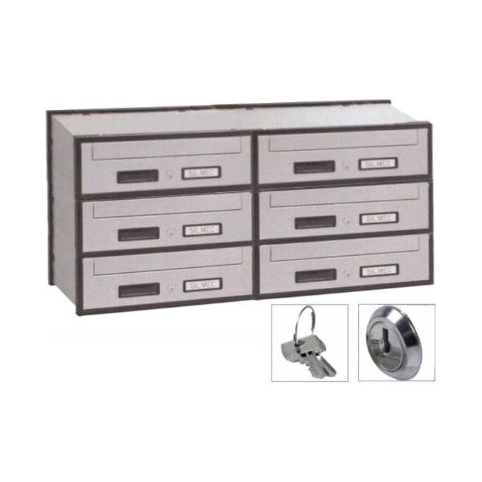 Silmec 6B2-501 SC5 Classic Casellario postale orizzontale 6 posti in acciaio zincato con portine oscillanti e serratura a cilindro colore Silver