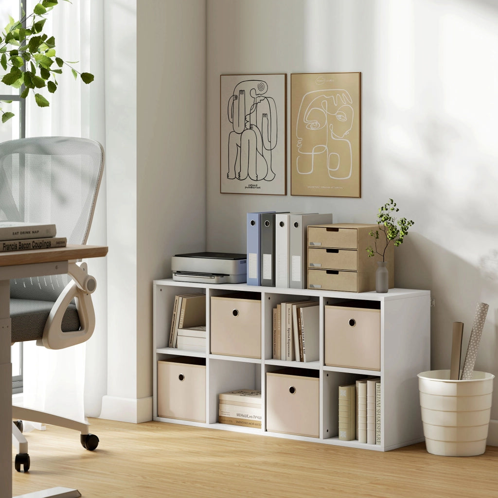 Libreria con cassetti e ripiani ¨C Minimal ¨C 105,9x30x53,7 cm bianco e beige