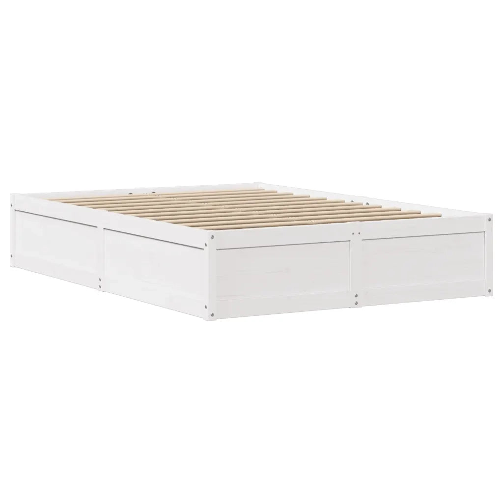 Giroletto con Testiera Bianco 135x190 cm Legno Massello di Pino