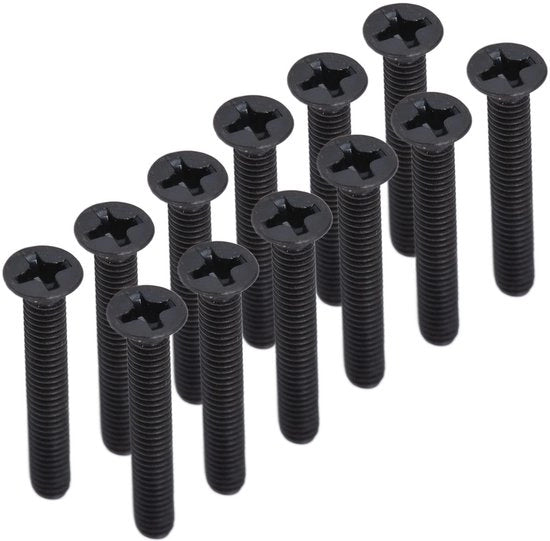 Set di Viti Sottoposte M3 - Qualità Elevata - Nera Galfanizzata - Viti a Croce - Assortimento per Macchine - Dimensioni: 6x20 mm, 8x25 mm, 10x30 mm, 12x35 mm, 14x40 mm.