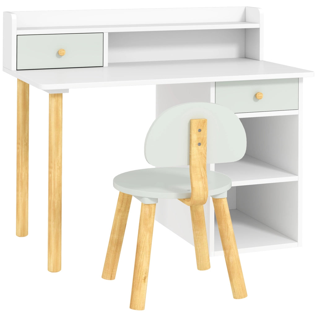 Scrivania per bambini con sedia ¨C zephmum ¨C verde chiaro e bianco 90x50x75