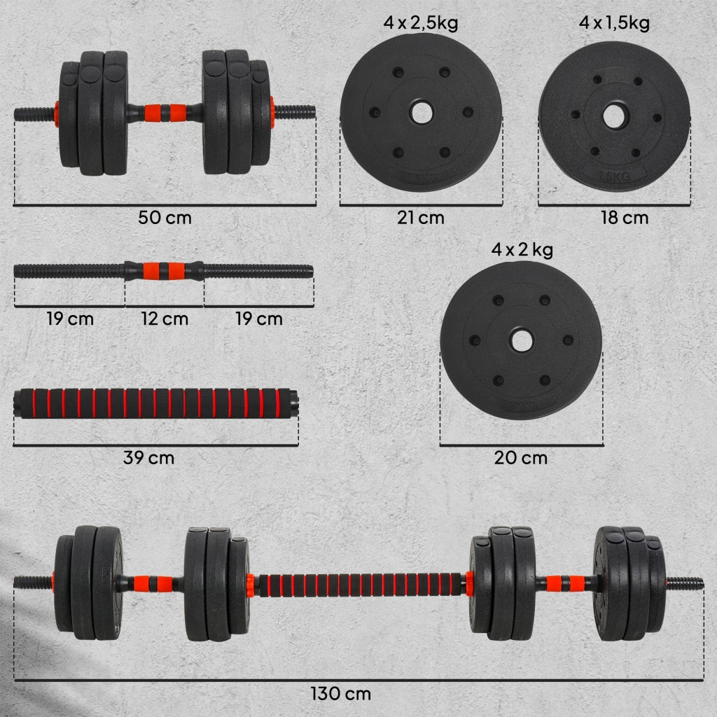 Kit Halt¨¨res 2 in 1 ¨C Minimal ¨C 2x25 kg, Nero e Rosso