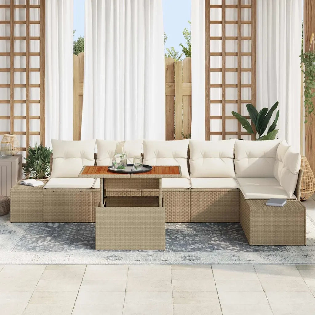 Set Divano da Giardino 7 pcs Beige Poly Rattan 3358710