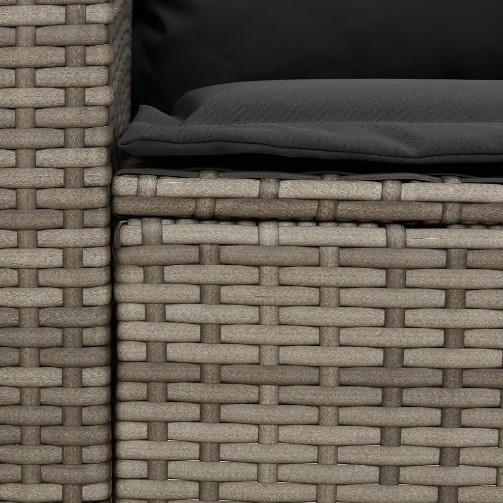 Divano da Giardino con Cuscini in Polyrattan Grigio