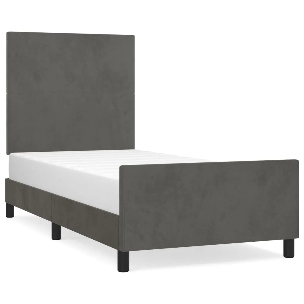 Letto singolo | Letto per adulti | Giroletto senza Materasso Grigio Scuro 90x200 cm Velluto