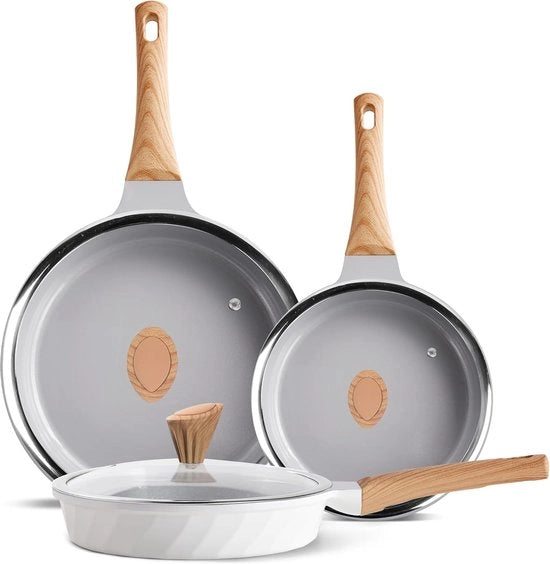 Set di pentole inductive con coperchi - cottura salutare - 3 pezzi - rivestimento ceramico