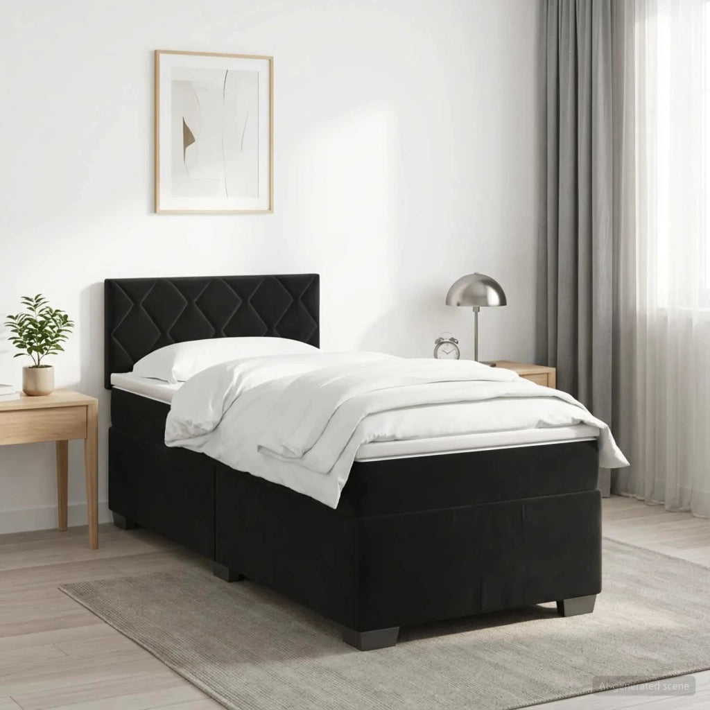 Letto box spring con materasso Nero 90 x 200 cm Velluto 3450646