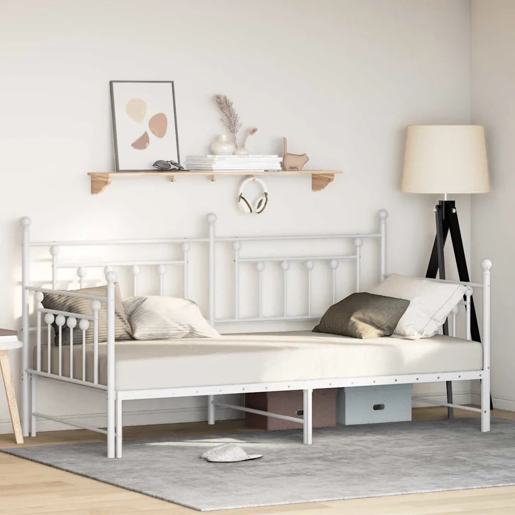 Letto singolo | Letto per adulti | Struttura per letto di giorno Bianco 90 x 200 cm Acciaio