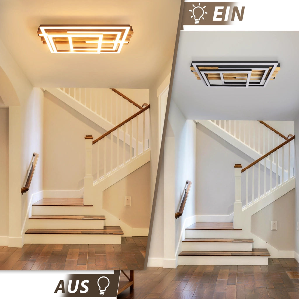 ZMH Plafoniera LED rettangolare moderna nera 41W con funzione memoria e telecomando incluso adatta per cucina soggiorno