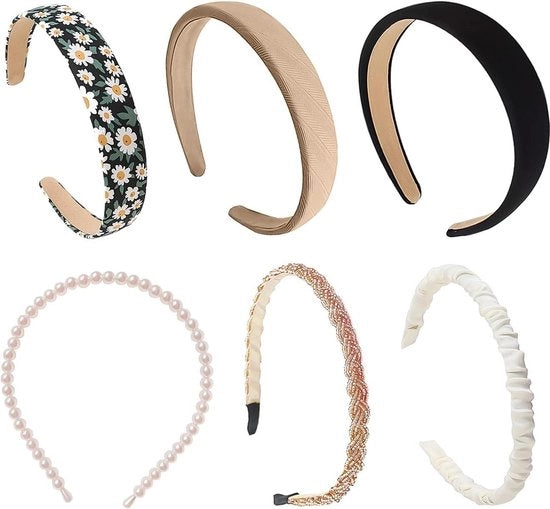 Set di cinture per capelli per donna con pietre di vetro - cinture per capelli con fiori - cinture per capelli eleganti con madonna - cinture per capelli comode per donna con larghezza 6 cm.
