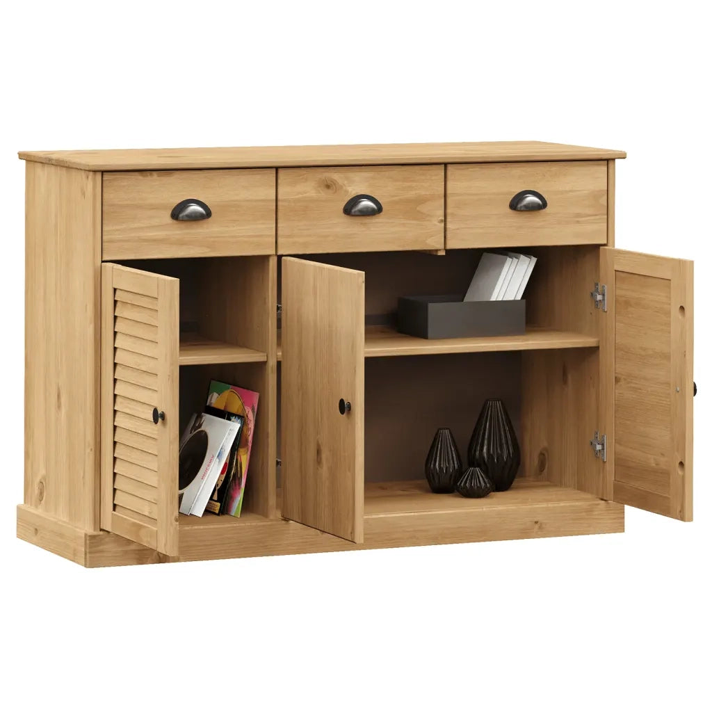 Credenza | Madia | Buffet da pranzo | Armadio da pranzo con Cassetti VIGO 113x40x75 cm Legno Massello di Pino